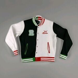 Rambo Varsity Jacket Mens Large Letterman Rare Bosh White Red Green Colorblock
